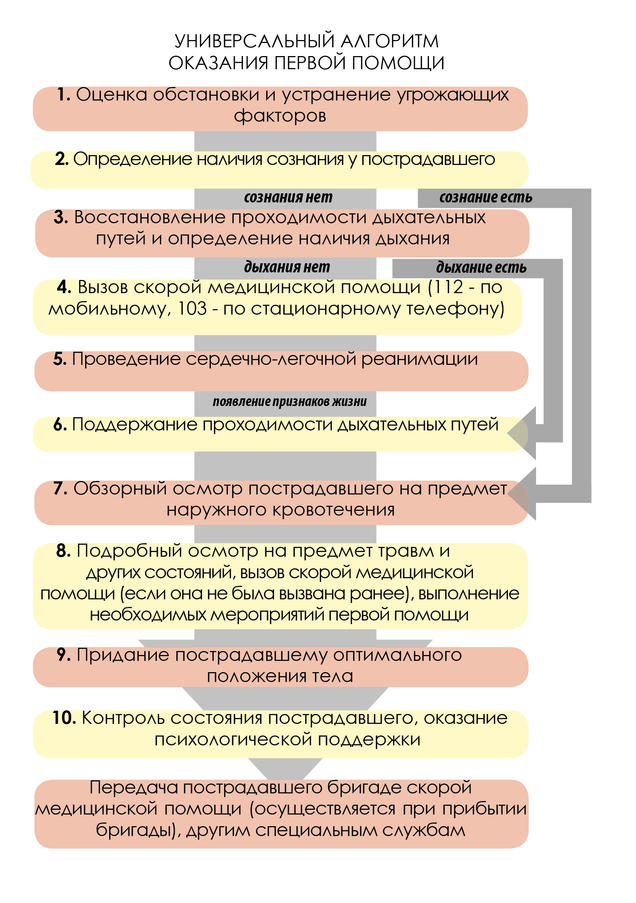 Универсальный алгоритм оказания первой помощи